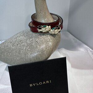 BVLGARI Serpenti Forever Double Wrap Bracelet Karung/Snake Skin